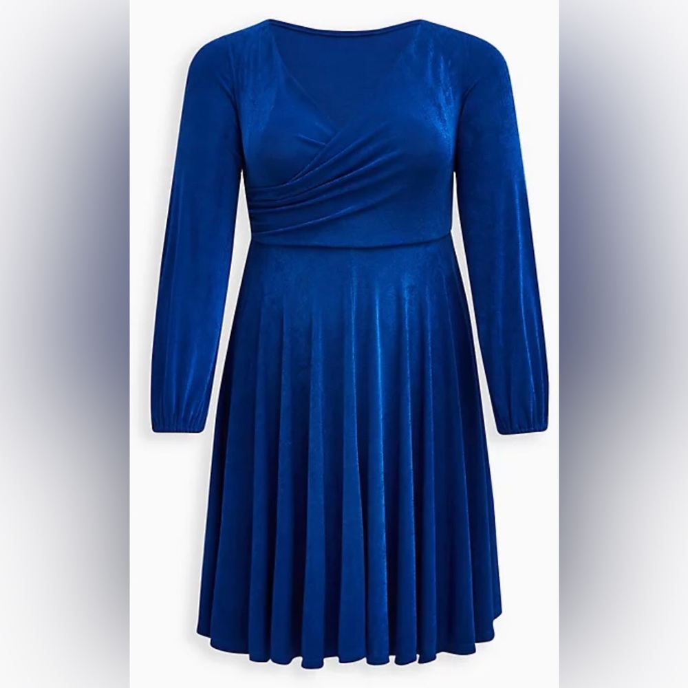 nwt TORRID Surplice Skater Dress - knit blue plus 0, 0x
